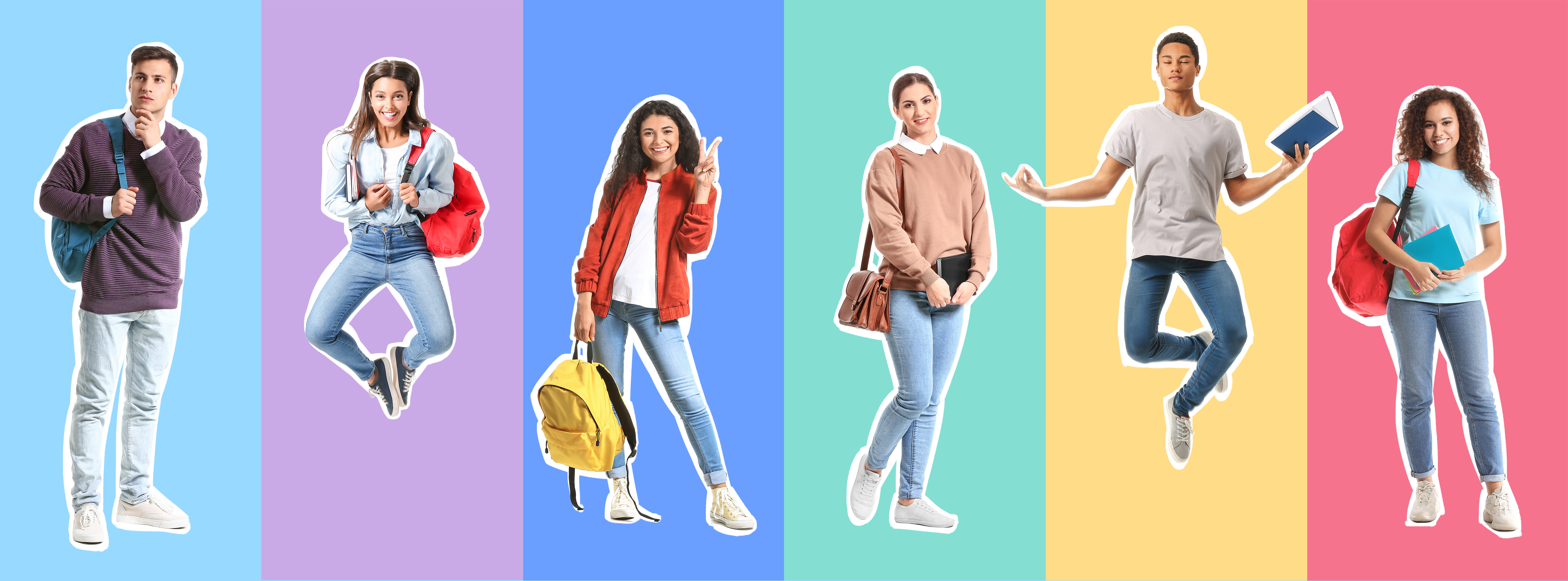 Schüler, bunt, junge Menschen
